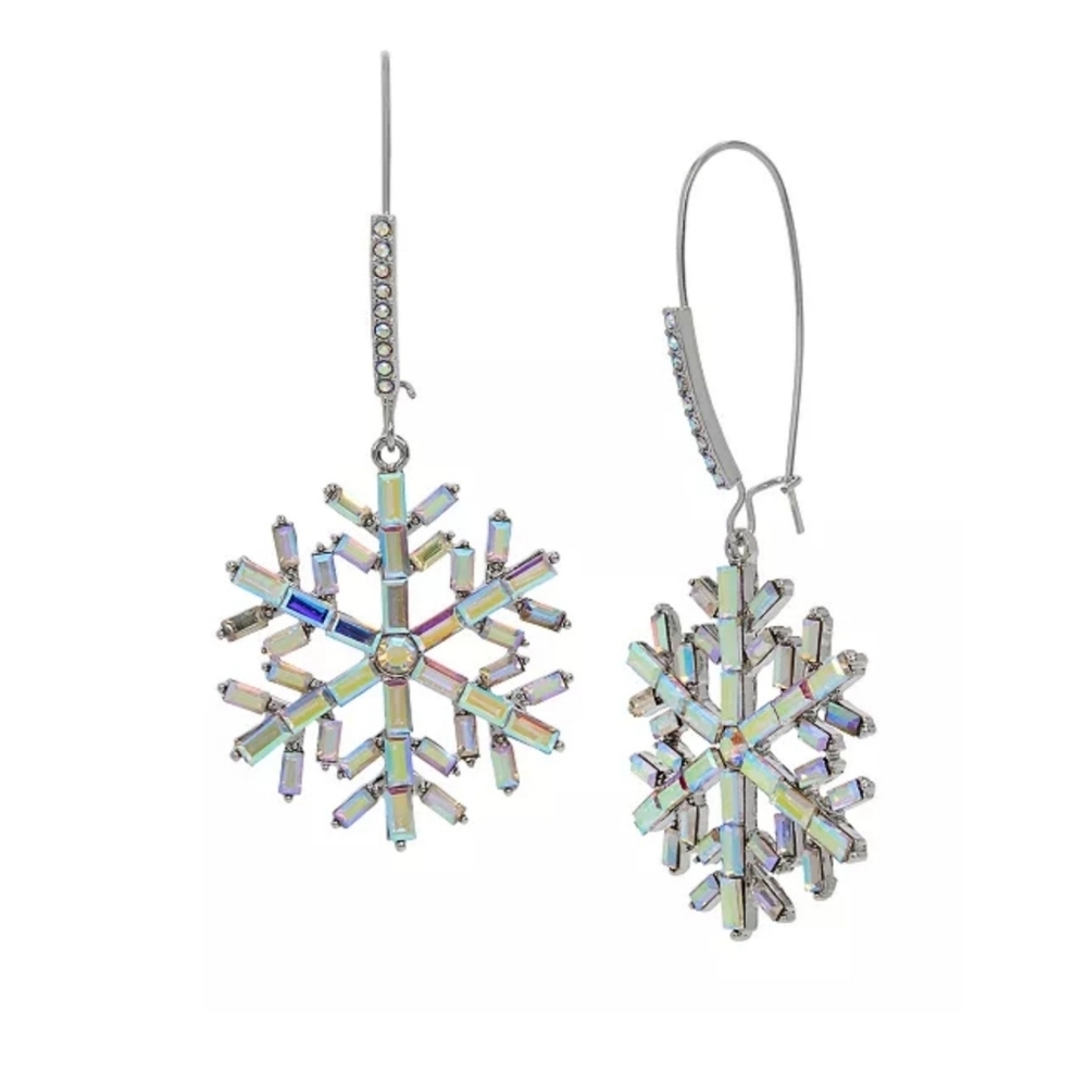 Betsey Johnson Snowflake Crystal Drop Earrings